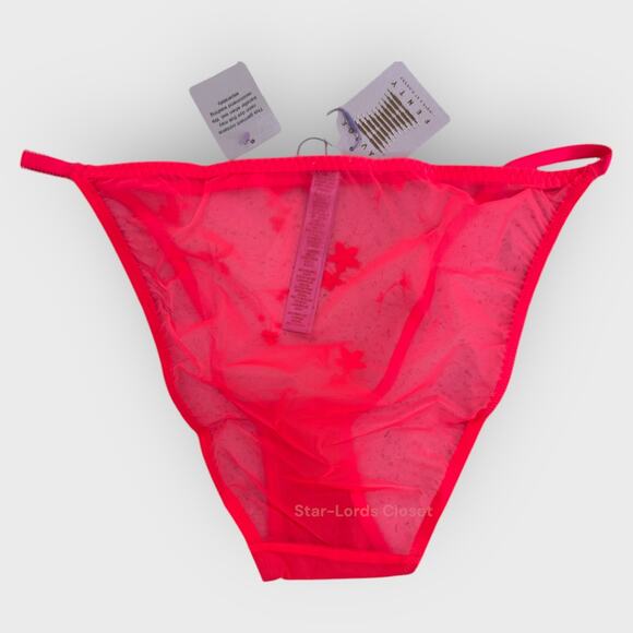 Savage X Fenty 2XL Pink Floral Foiled Sprigs String Bikini Brief Underwear - Picture 5 of 5